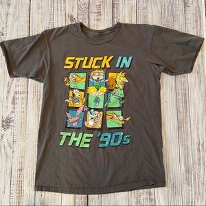 Nickelodeon Stuck in the 90’s Gray Tee Shirt. Size Large